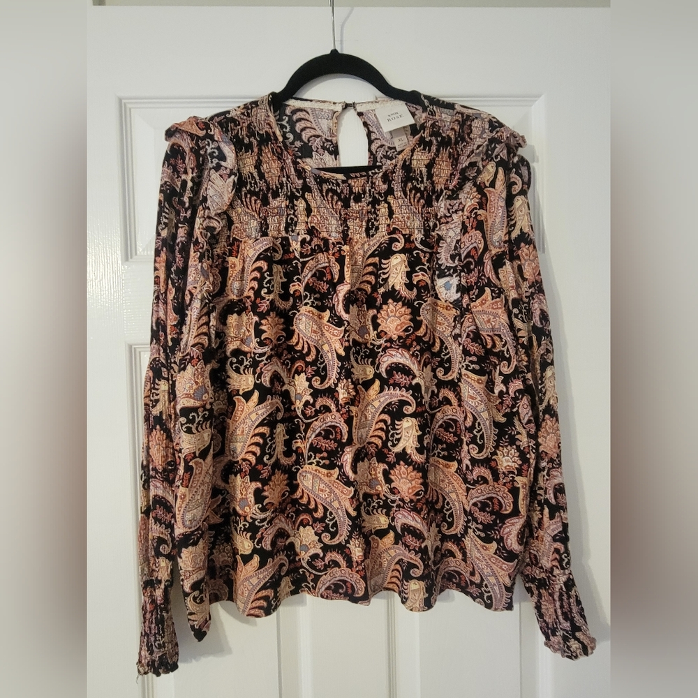 Knox Rose XL Paisley Print Long Sleeve Top